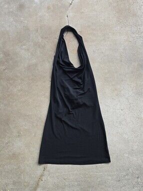 vtg y2k coolwear drape cowl halter mini dress